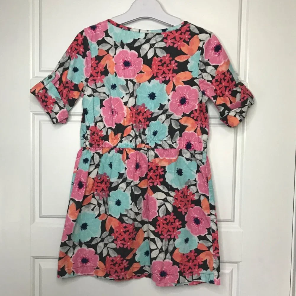 Gymboree Floral Corduroy Dress 100% Cotton Lightweight Girls Size 6 Multicolored